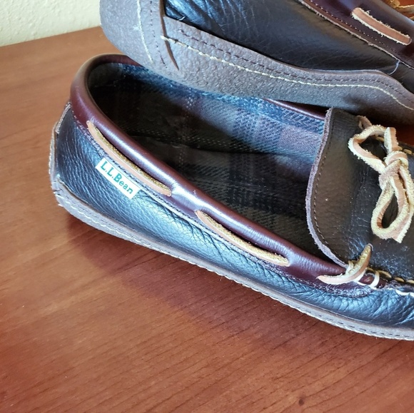 L.L. Bean Brown Leather Slippers Size 11 - Picture 2 of 7